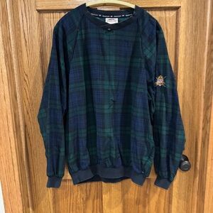 Vintage Slazenger Tartan Plaid Pullover Windbreaker XL Golf Jacket